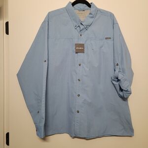 Eddie Bauer Shirt NWT Men's 2XL XXL Blue Rainier 2.0 Long Sleeve Button Down